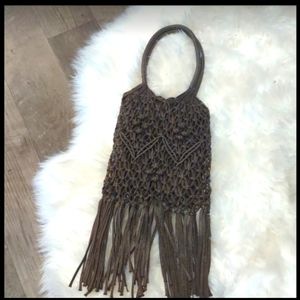 Vintage David and Scotti leather fringe purse